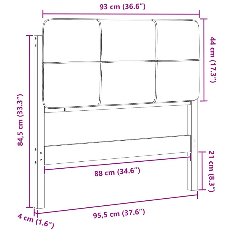 Casa si Gradina - Mobilier - Paturi si accesorii - Accesorii paturi - Tablie de pat tapitata Maro si gri inchis 90 cm Lemn de pin masiv - Infinity.ro