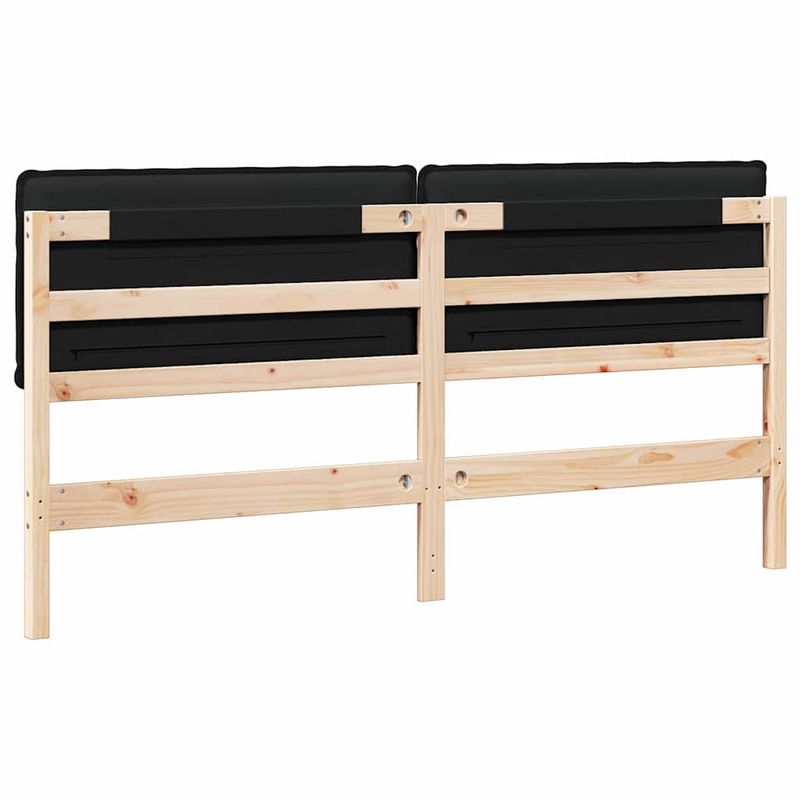 Casa si Gradina - Mobilier - Paturi si accesorii - Accesorii paturi - Tablie de pat tapitata Natural si Negru 200 cm Lemn de pin masiv - Infinity.ro