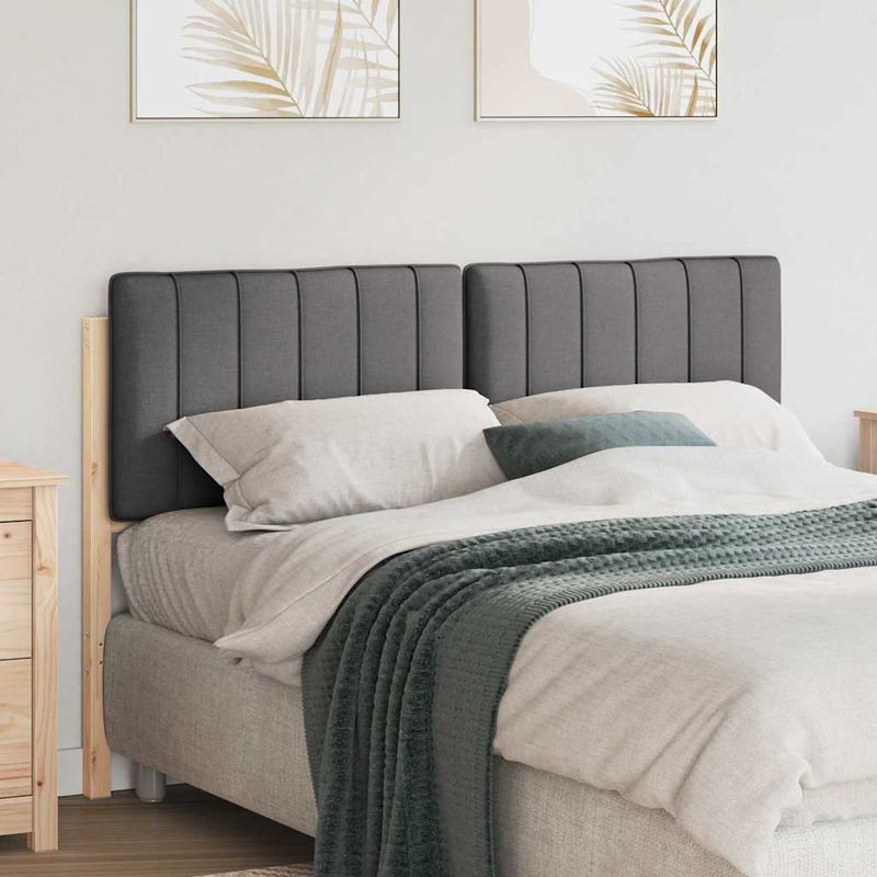 Casa si Gradina - Mobilier - Paturi si accesorii - Accesorii paturi - Tablie de pat tapitata Maro si gri inchis 140 cm Lemn de pin masiv - Infinity.ro
