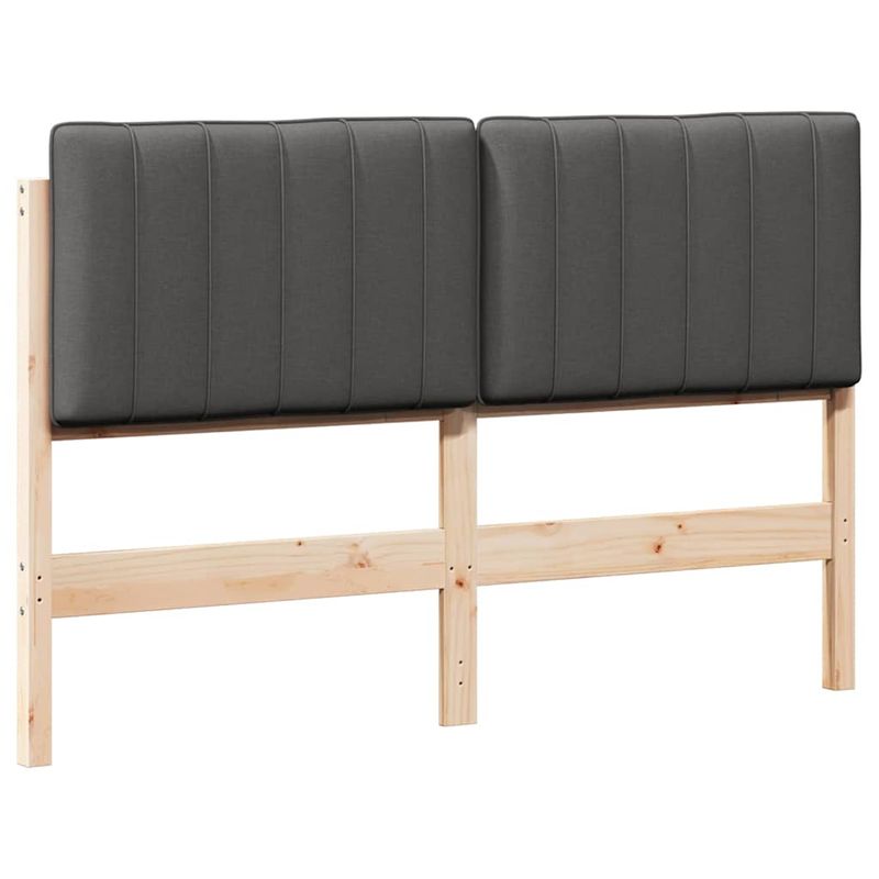 Casa si Gradina - Mobilier - Paturi si accesorii - Accesorii paturi - Tablie de pat tapitata Maro si gri inchis 140 cm Lemn de pin masiv - Infinity.ro