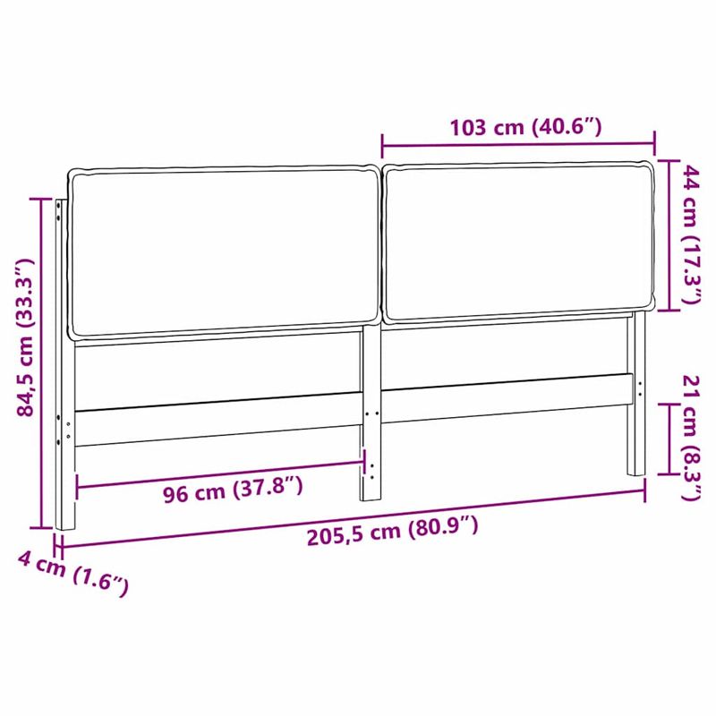 Casa si Gradina - Mobilier - Paturi si accesorii - Accesorii paturi - Tablie de pat tapitata Natural si Negru 200 cm Lemn de pin masiv - Infinity.ro