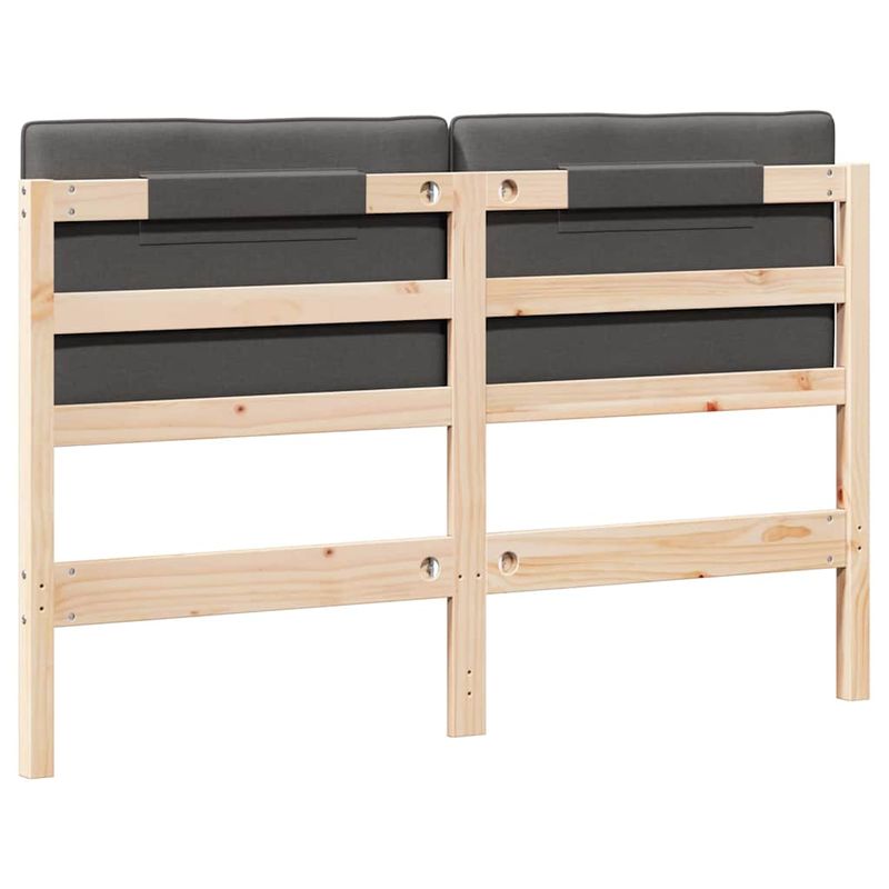 Casa si Gradina - Mobilier - Paturi si accesorii - Accesorii paturi - Tablie de pat tapitata Maro si gri inchis 140 cm Lemn de pin masiv - Infinity.ro