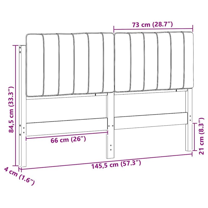 Casa si Gradina - Mobilier - Paturi si accesorii - Accesorii paturi - Tablie de pat tapitata Maro si gri inchis 140 cm Lemn de pin masiv - Infinity.ro