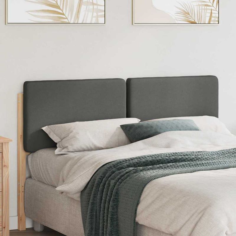 Casa si Gradina - Mobilier - Paturi si accesorii - Accesorii paturi - Tablie de pat tapitata Maro si gri deschis 140 cm Lemn de pin masiv - Infinity.ro