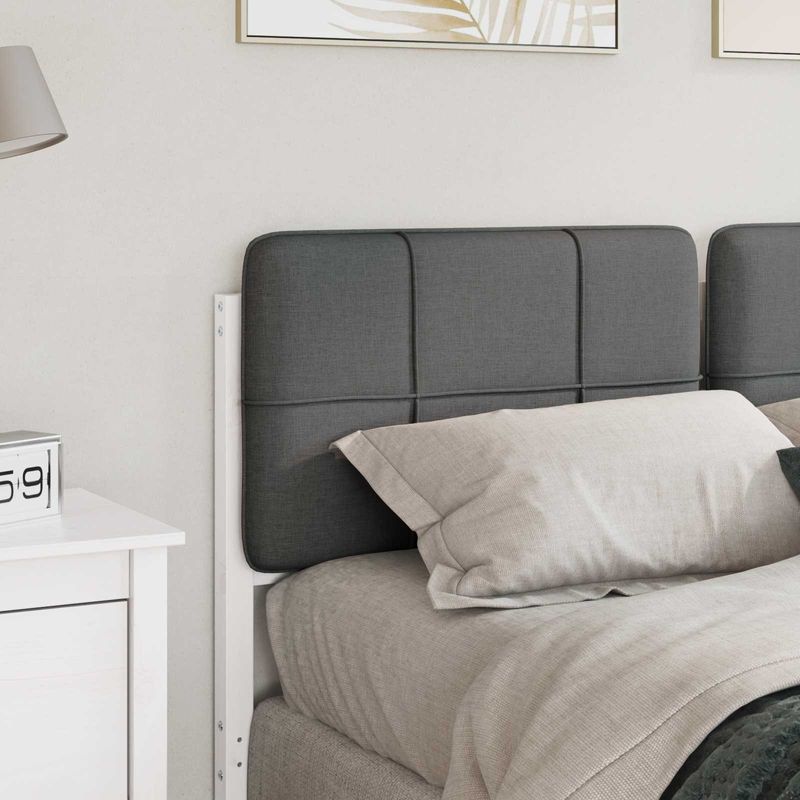 Casa si Gradina - Mobilier - Paturi si accesorii - Accesorii paturi - Tablie de pat tapitata Alb si gri deschis 140 cm Lemn de pin masiv - Infinity.ro