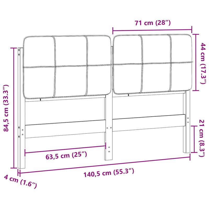 Casa si Gradina - Mobilier - Paturi si accesorii - Accesorii paturi - Tablie de pat tapitata Maro si gri deschis 135 cm Lemn de pin masiv - Infinity.ro