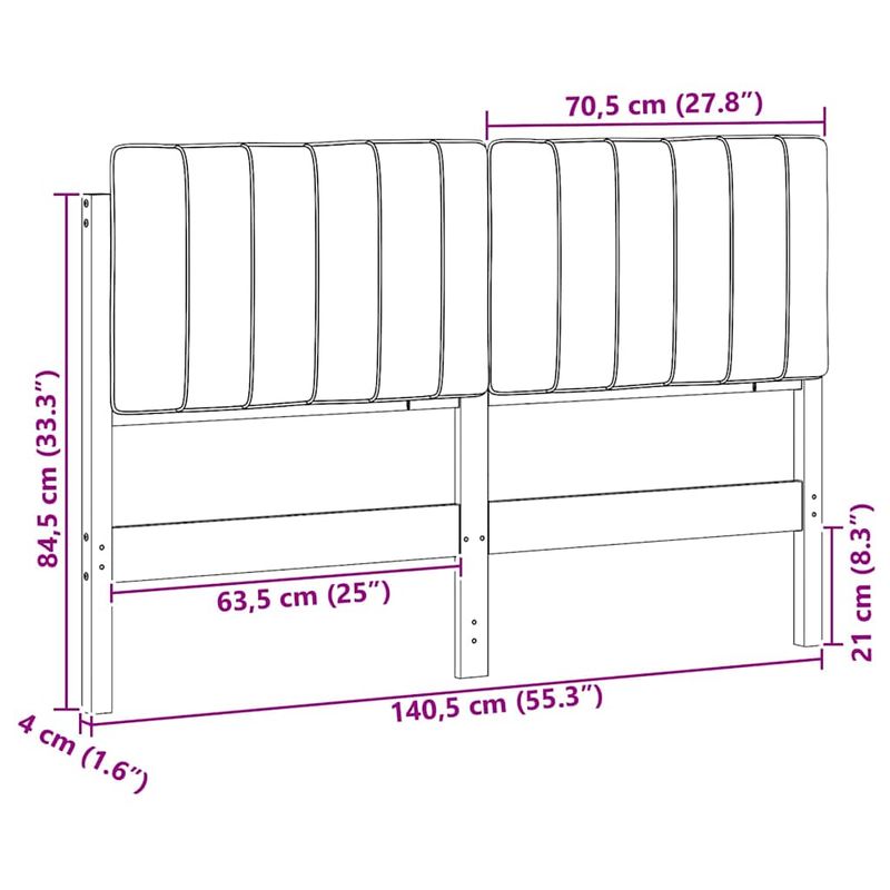Casa si Gradina - Mobilier - Paturi si accesorii - Accesorii paturi - Tablie de pat tapitata Maro si negru 135 cm Lemn de pin masiv - Infinity.ro