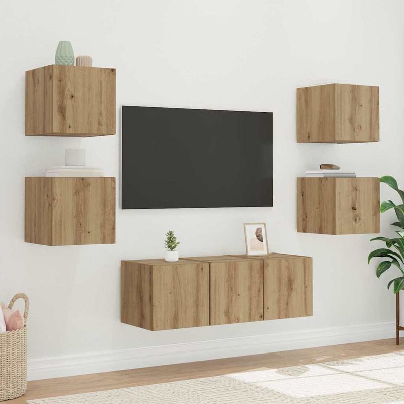 Casa si Gradina - Mobilier - Comode si corpuri - Comode - Dulap TV de perete Pe perete Stejar artizanal 30,5 x 35 x 30 cm - Infinity.ro