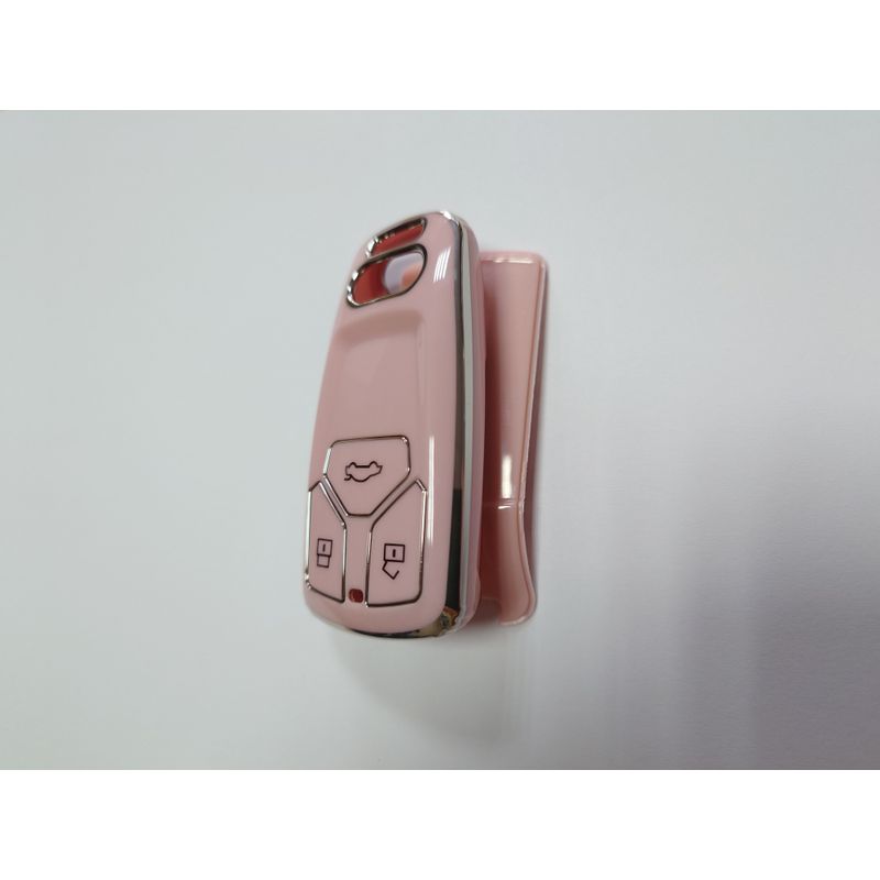 Auto si Moto - Electrice auto - Alte accesorii electrice auto - Husa pentru cheie smart Audi A1 A3 A4 A6 Q1 Q3 Q5 Q7 S3 S4 S6 R8 TT roz - Infinity.ro