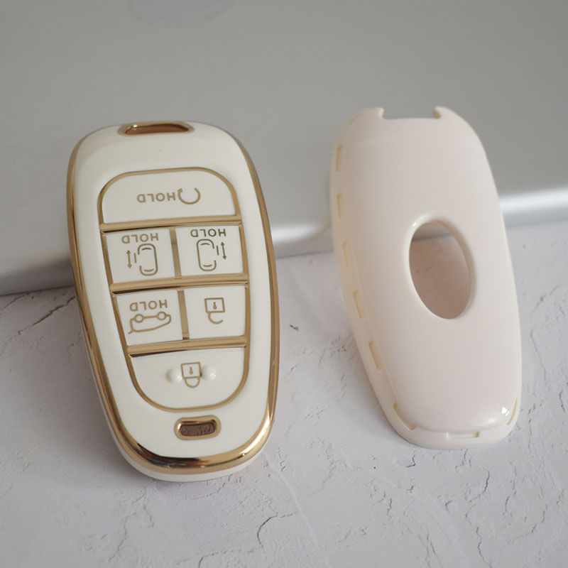 Auto si Moto - Electrice auto - Alte accesorii electrice auto - Husa alb pentru cheie 6 butoane Hyundai Santa Fe Tucson 2020 2021 2022 NEXO NX4 Solaris Sonata Hybrid - Infinity.ro