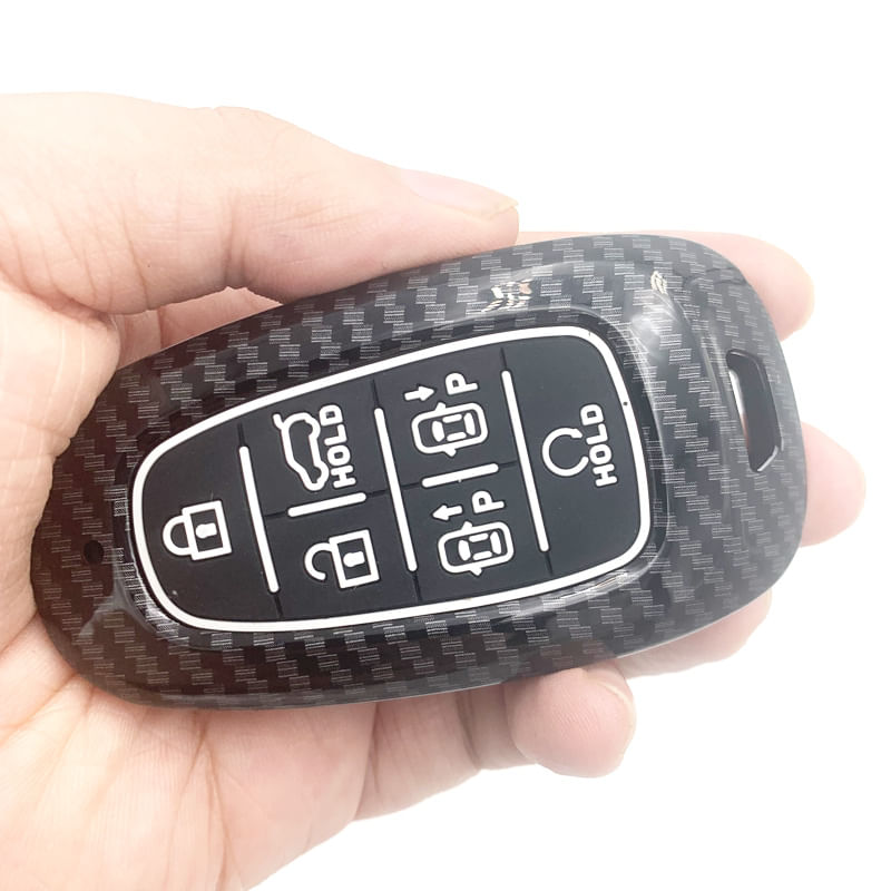 Auto si Moto - Electrice auto - Alte accesorii electrice auto - Husa silicon carbon pentru cheie Hyundai Santa Fe Tucson 2020 2021 2022 NEXO NX4 Solaris Sonata Hybrid - Infinity.ro
