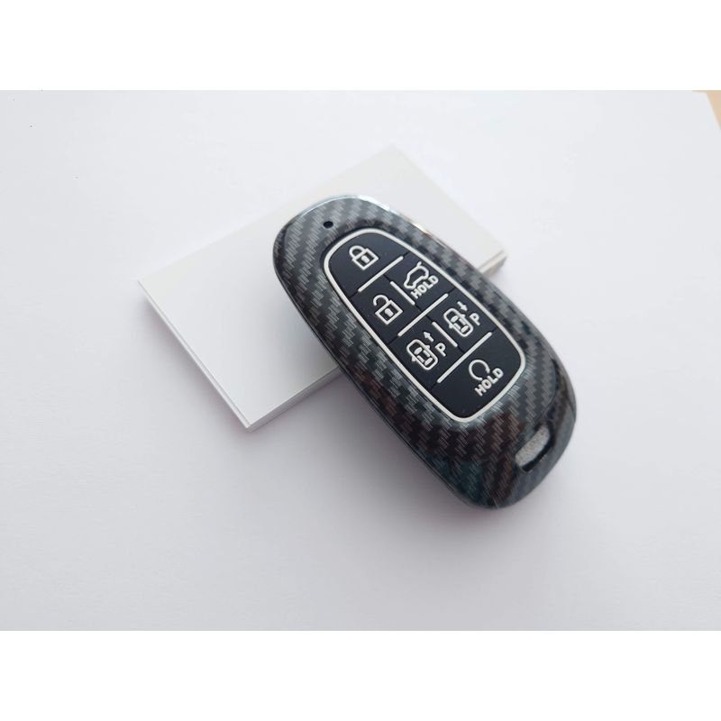 Auto si Moto - Electrice auto - Alte accesorii electrice auto - Husa silicon carbon pentru cheie Hyundai Santa Fe Tucson 2020 2021 2022 NEXO NX4 Solaris Sonata Hybrid - Infinity.ro