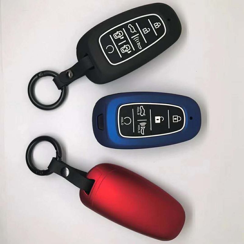 Auto si Moto - Electrice auto - Alte accesorii electrice auto - Husa silicon rosu pentru cheie Hyundai Santa Fe Tucson 2020 2021 2022 NEXO NX4 Solaris Sonata Hybrid - Infinity.ro