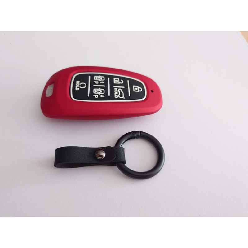 Auto si Moto - Electrice auto - Alte accesorii electrice auto - Husa silicon rosu pentru cheie Hyundai Santa Fe Tucson 2020 2021 2022 NEXO NX4 Solaris Sonata Hybrid - Infinity.ro