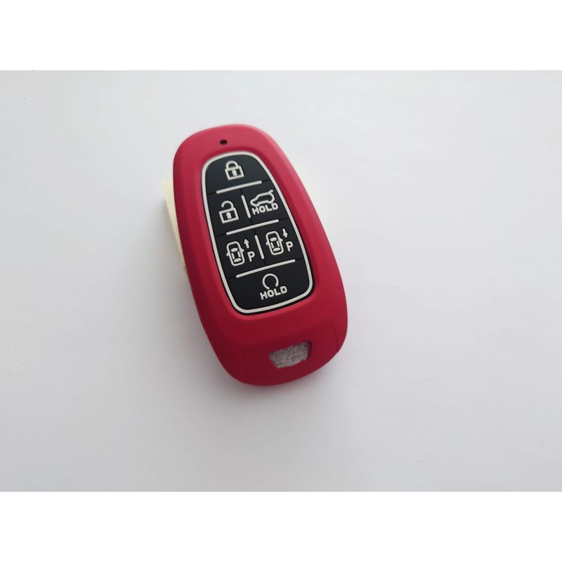 Auto si Moto - Electrice auto - Alte accesorii electrice auto - Husa silicon rosu pentru cheie Hyundai Santa Fe Tucson 2020 2021 2022 NEXO NX4 Solaris Sonata Hybrid - Infinity.ro