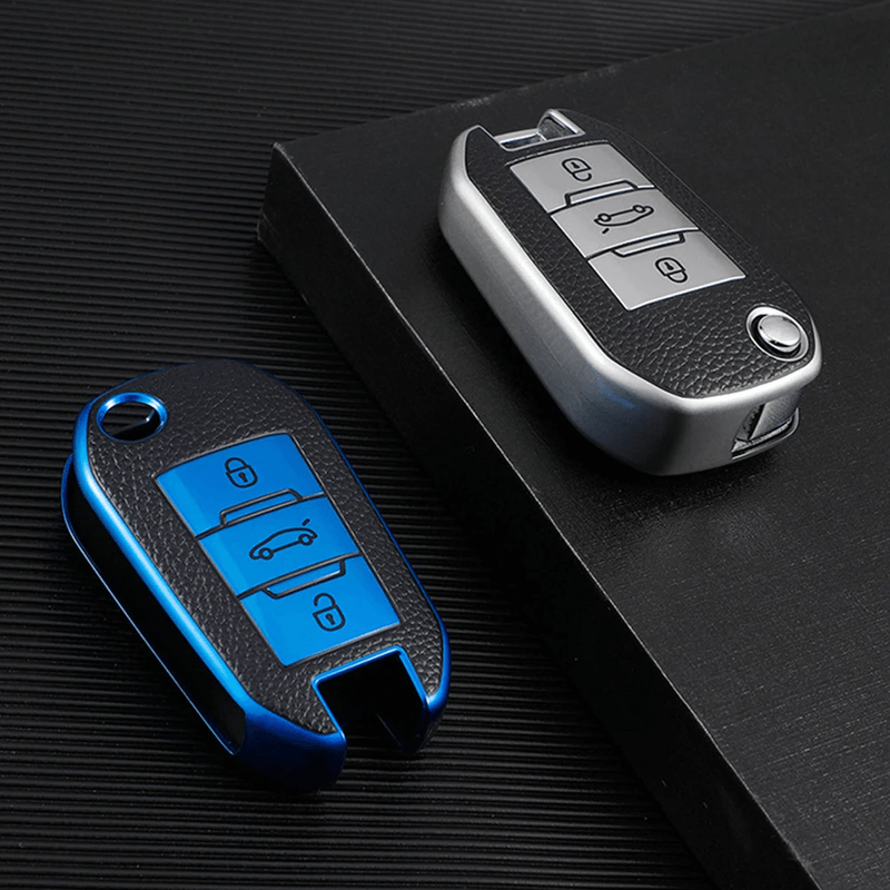Auto si Moto - Electrice auto - Alte accesorii electrice auto - Husa pentru cheie briceag, albastru Peugeot 208 2008 308 3008 408 508 107 301 Citroen C4 - Infinity.ro
