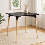 Casa si Gradina - Mobilier - Mese si birouri - Mese bucatarie si dining - Masa patrata Jumi, 80x80 cm, blat MDF negru, picioare lemn, stil scandinav - Infinity.ro