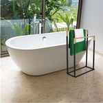 Casa si Gradina - Sanitare - Suporturi si accesorii baie - Accesorii baie - Suport prosoape Jumi, pe doua randuri, metal si bambus, negru si maro, 76x45x22 cm - Infinity.ro