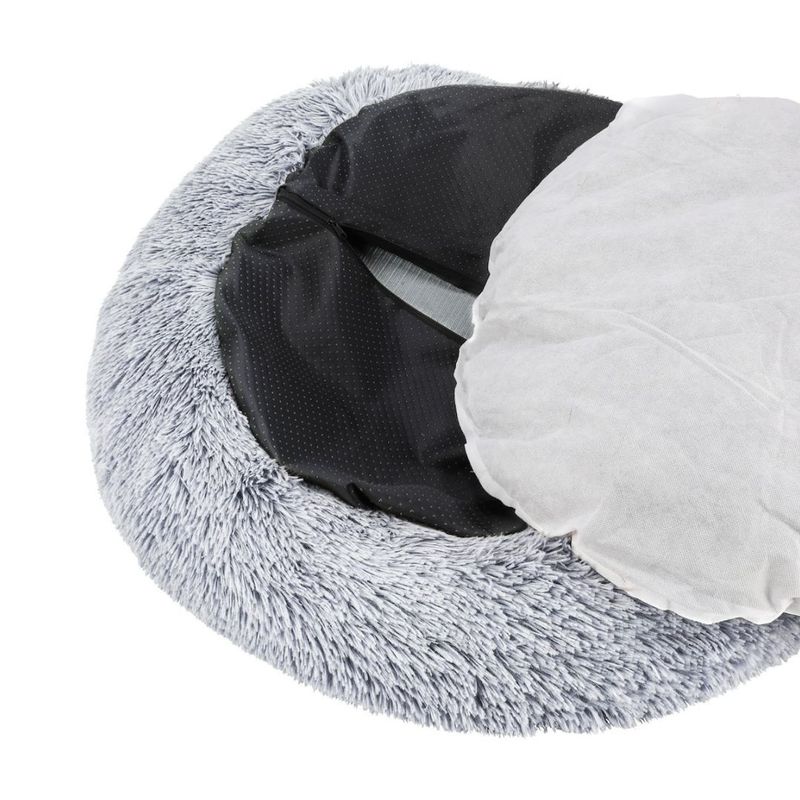 Petshop - Accesorii petshop - Culcusuri si custi - Culcusuri si saltele - Pat rotund Jumi, pentru caini, in forma de labuta, gri, 60 cm - Infinity.ro