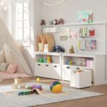 Casa si Gradina - Mobilier - Comode si corpuri - Comode - Comoda cu spatiu depozitare jucarii, 3 dulapuri mobile, 102x30x60 cm, alb - Infinity.ro