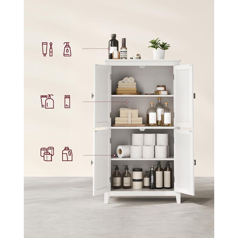 Casa si Gradina - Mobilier - Mobilier baie - Corpuri baie - Dulap de baie, din MDF, cu 2 compartimente si 4 usi, rafturi reglabile, 30x60x110cm, alb - Infinity.ro