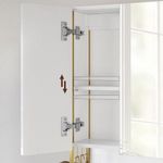 Casa si Gradina - Mobilier - Mobilier baie - Corpuri baie - Dulap de baie de perete, 3 usi cu oglinda, compartiment deschis, 15x70x70 cm, alb auriu - Infinity.ro