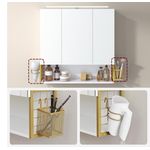 Casa si Gradina - Mobilier - Mobilier baie - Corpuri baie - Dulap de baie de perete, 3 usi cu oglinda, compartiment deschis, 15x70x70 cm, alb auriu - Infinity.ro