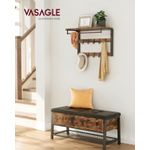 Casa si Gradina - Mobilier - Biblioteci si rafturi - Rafturi - Raft de perete tip cuier, 10 carlige detasabile, sina pentru haine, 30x65x42cm, maro rustic si negru - Infinity.ro