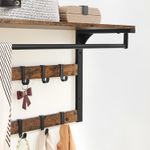 Casa si Gradina - Mobilier - Biblioteci si rafturi - Rafturi - Raft de perete tip cuier, 10 carlige detasabile, sina pentru haine, 30x65x42cm, maro rustic si negru - Infinity.ro
