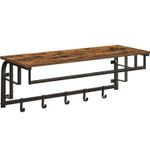 Casa si Gradina - Mobilier - Organizare si depozitare - Cuiere - Cuier de perete cu raft de depozitare, 5 carlige, 30x80x27 cm, maro rustic - Infinity.ro