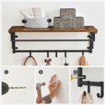 Casa si Gradina - Mobilier - Organizare si depozitare - Cuiere - Cuier de perete cu raft de depozitare, 5 carlige, 30x80x27 cm, maro rustic - Infinity.ro