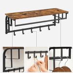 Casa si Gradina - Mobilier - Organizare si depozitare - Cuiere - Cuier de perete cu raft de depozitare, 5 carlige, 30x80x27 cm, maro rustic - Infinity.ro