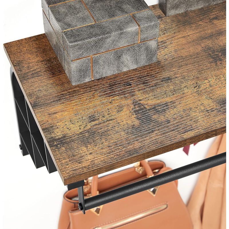 Casa si Gradina - Mobilier - Organizare si depozitare - Cuiere - Cuier de perete cu raft de depozitare, 5 carlige, 30x80x27 cm, maro rustic - Infinity.ro