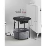Casa si Gradina - Mobilier - Mese si birouri - Masute de cafea - Masuta de cafea rotunda cu cos de stofa, statie de incarcare 2 prize si 2 USB, 45x50cm, negru - Infinity.ro