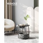 Casa si Gradina - Mobilier - Mese si birouri - Masute de cafea - Masuta de cafea rotunda cu cos de stofa, statie de incarcare 2 prize si 2 USB, 45x50cm, negru - Infinity.ro