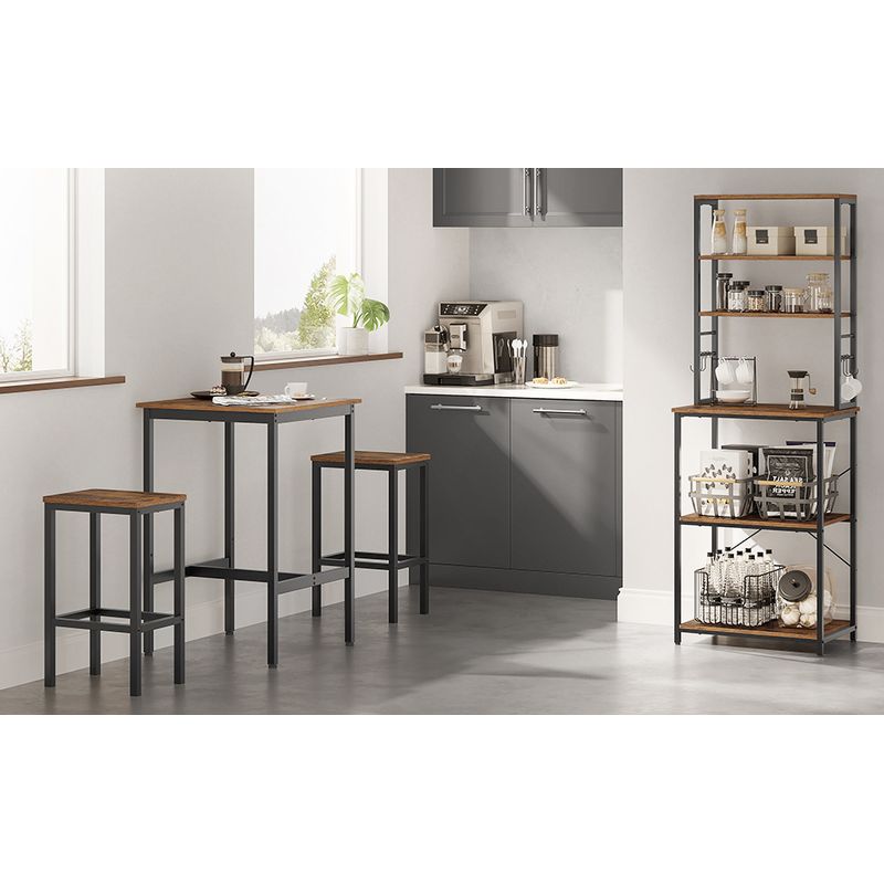 Casa si Gradina - Mobilier - Mese si birouri - Mese bucatarie si dining - Set masa si scaune de bar, masa 60x60x90cm si 2 scaune 30x40x65cm, stil industrial, maro rustic - Infinity.ro