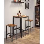 Casa si Gradina - Mobilier - Seturi de mobilier - Seturi mese si scaune - Set masa si scaune de bar, masa 60x60x90cm si 2 scaune 30x40x65cm, stil industrial, maro rustic - Infinity.ro