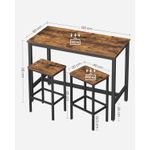 Casa si Gradina - Mobilier - Mese si birouri - Mese living - Set masa de bar cu 2 scaune, cadru din otel, blat lemn, stil industrial, 120x60x90cm, maro rustic - Infinity.ro