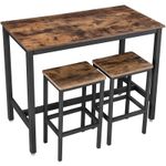 Casa si Gradina - Mobilier - Mese si birouri - Mese living - Set masa de bar cu 2 scaune, cadru din otel, blat lemn, stil industrial, 120x60x90cm, maro rustic - Infinity.ro