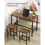 Casa si Gradina - Mobilier - Mese si birouri - Mese living - Set masa de bar cu 2 scaune, cadru din otel, blat lemn, stil industrial, 120x60x90cm, maro rustic - Infinity.ro