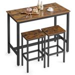 Casa si Gradina - Mobilier - Mese si birouri - Mese living - Set masa de bar cu 2 scaune, cadru din otel, blat lemn, stil industrial, 120x60x90cm, maro rustic - Infinity.ro