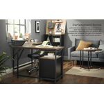 Casa si Gradina - Mobilier - Mese si birouri - Birouri - Birou de colt in forma de L, cadru din otel, 149x149x75cm, industrial, maro rustic si negru - Infinity.ro