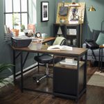 Casa si Gradina - Mobilier - Mese si birouri - Birouri - Birou de colt in forma de L, cadru din otel, 149x149x75cm, industrial, maro rustic si negru - Infinity.ro