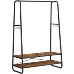 Casa si Gradina - Mobilier - Organizare si depozitare - Cuiere - Raft pentru haine cu suport pentru pantofi, 2 polite, 6 carlige laterale, 45x100x160cm, maro rustic - Infinity.ro