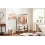 Casa si Gradina - Mobilier - Organizare si depozitare - Cuiere - Raft pentru haine cu suport pentru pantofi, 2 polite, 6 carlige laterale, 45x100x160cm, maro rustic - Infinity.ro