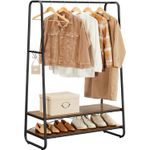 Casa si Gradina - Mobilier - Organizare si depozitare - Cuiere - Raft pentru haine cu suport pentru pantofi, 2 polite, 6 carlige laterale, 45x100x160cm, maro rustic - Infinity.ro