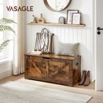 Casa si Gradina - Gradina si terasa - Mobilier exterior - Dulapuri si lazi depozitare exterior - Banca de depozitare tip cufar, cu 2 balamale de siguranta, stil hambar, 40x100x46cm, maro rustic - Infinity.ro