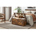 Casa si Gradina - Gradina si terasa - Mobilier exterior - Dulapuri si lazi depozitare exterior - Banca de depozitare tip cufar, cu 2 balamale de siguranta, stil hambar, 40x100x46cm, maro rustic - Infinity.ro