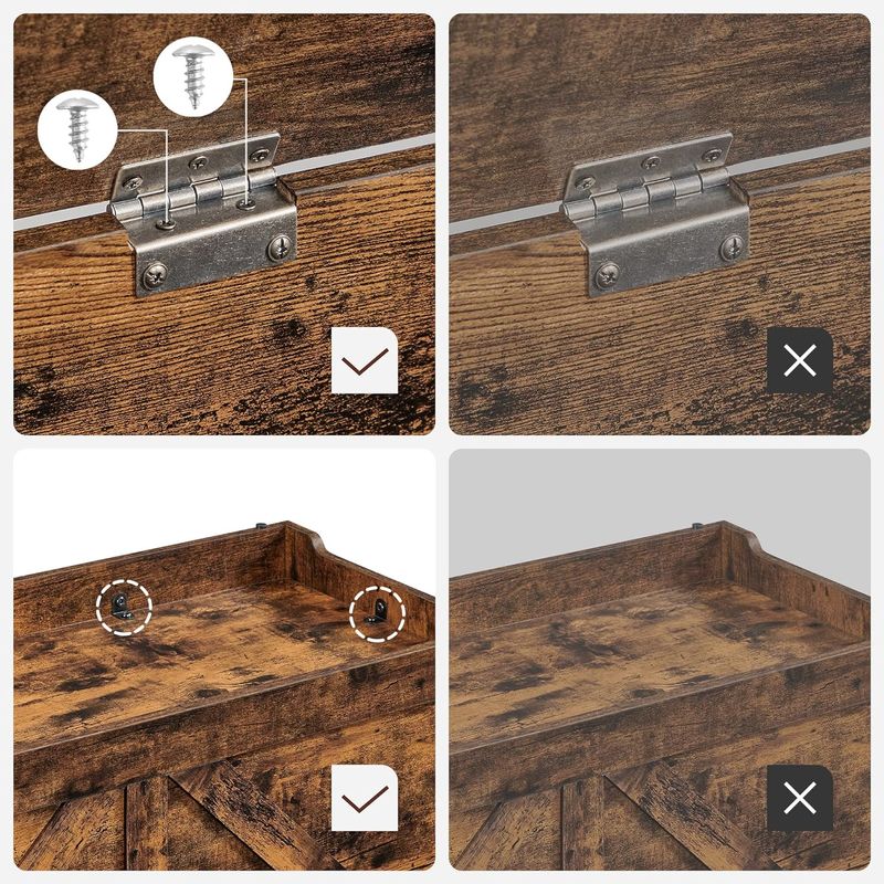 Casa si Gradina - Mobilier - Comode si corpuri - Noptiere - Banca de depozitare tip cufar, cu 2 balamale de siguranta, stil hambar, 40x100x46cm, maro rustic - Infinity.ro