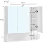 Casa si Gradina - Mobilier - Mobilier baie - Corpuri baie - Dulap de baie de perete, 3 usi cu oglinda, compartiment deschis, 15x70x70cm, alb - Infinity.ro